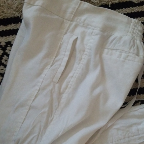 Bebe white ankle tie jogger style linen pabts - Picture 7 of 8